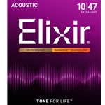 Elixir Nanoweb 80/20 Extra Light Acoustic Guitar Strings
