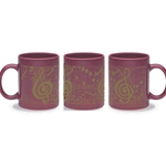 Maroon Gold Tone Clef Music Coffee Mug