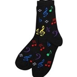 Music Note Socks - Multi Colored Black