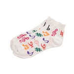 Music Note Ankle Socks - White Rainbow