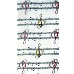 White Scarf with Color Clef Notes and Black Staff