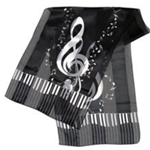 Keyboard Clef Notes Scarf - Black