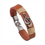 Brown Leather Treble Clef Bracelet