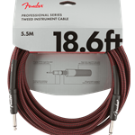 Fender 18.6ft Professional Series Braided Instrument Cable - Red Tweed