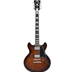 D'Angelico PREMIER MINI DC w/bag Semi-Hollow Double Cutaway Electric Guitar - Brown Burst