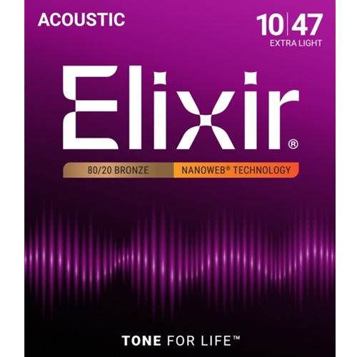 Elixir Nanoweb 80/20 Extra Light Acoustic Guitar Strings