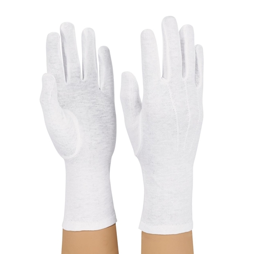 Long Wristed White Cotton Marching Gloves