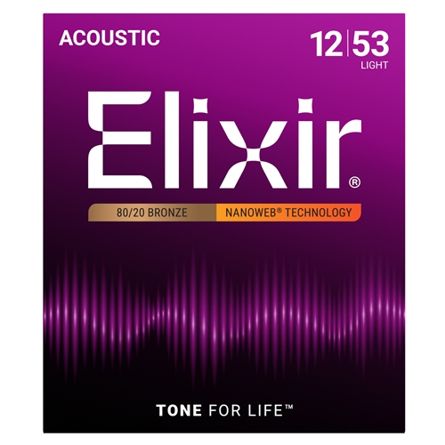 Elixir Nanoweb 80/20 Light Acoustic Guitar Strings