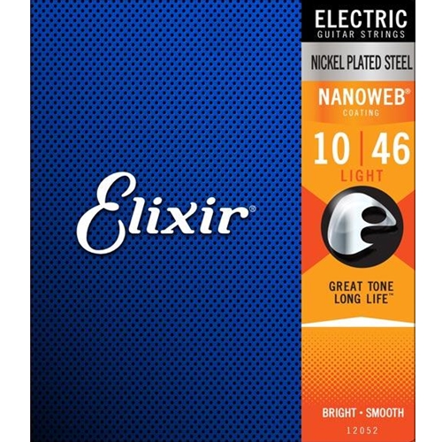 Elixir Nanoweb Plain-Steel Light Electric Guitar Strings