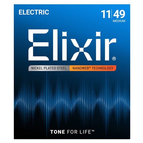 Elixir Nanoweb Plain-Steel Medium Guitar Strings