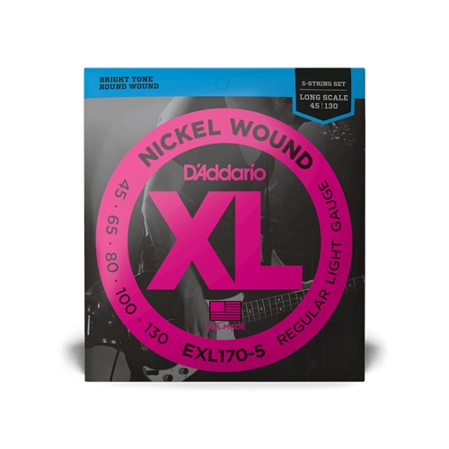 D'Addario XL Electric 5-String Bass Long Scale Nickel Regular Light Strings