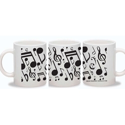 White with Black Music Notes Mug