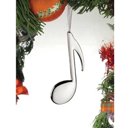 Eighth Note Ornament - Silver