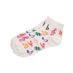 Music Note Ankle Socks - White Rainbow