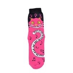 Cat Piano Socks - Magenta