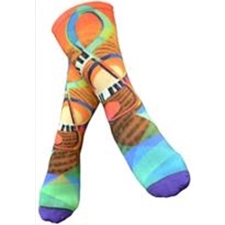 Treble Clef Socks - Orange and Blue