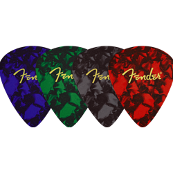 Fender Pick Shaped Logo Leather Coasters Set of 4 - Multicolor